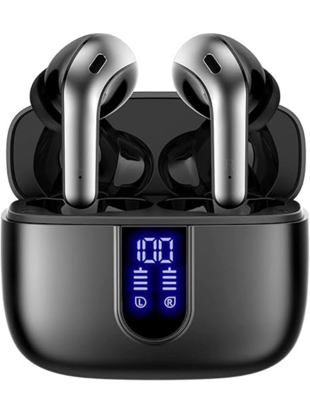 TAGRY True Wireless Earbuds 60H Playtime LED Display IPX5 Waterproof w/ Charging